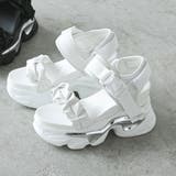 ホワイト | クシュクシュ厚底スニーカーサンダル 韓国 夢展望 | 夢展望