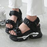 ブラック | クシュクシュ厚底スニーカーサンダル 韓国 夢展望 | 夢展望