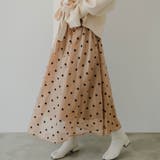 ブラウン | フロッキードット柄オーガンジースカート 韓国 夢展望 | 夢展望