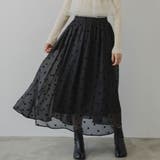 ブラック | フロッキードット柄オーガンジースカート 韓国 夢展望 | 夢展望