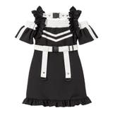 ブラック×ホワイト | ジャージオフショルワンピース 量産型 地雷系 夢展望 | DearMyLove