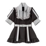 チュニック　ブラック×グレー | 十字架刺繍フリルシスタージャージワンピース 量産型 地雷系 夢展望 | DearMyLove