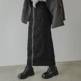 ブラック | フリンジジャガードジップスカート 韓国 夢展望 | 夢展望