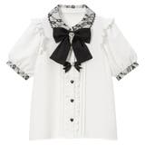 ホワイト | ビジューハートリボンフリルブラウス 量産型 地雷系 夢展望 | DearMyLove