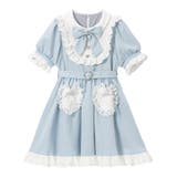 ブルーグレー | ハートポケットリボンフリルワンピース												 量産型 地雷系 | DearMyLove