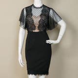 ブラック | ドットチュールレース肌魅せドレスワンピース 韓国 夢展望 | 夢展望