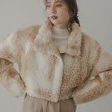 ベージュ | ニュアンス柄ボアショートジャケット 韓国 夢展望 | 夢展望