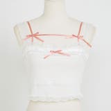 ホワイト | ビスチェ風ピンクリボンキャミ 韓国 夢展望 | 夢展望