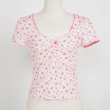 ピンク | プチローズプリント半袖カットソー 韓国 夢展望 | 夢展望