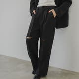 ブラック | 膝スリットスラックスパンツ 韓国 夢展望 | 夢展望