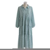 サックスブルー | 【3L~6L】フラワーティアードワンピース【大きいサイズ】 韓国 夢展望 | 夢展望