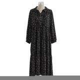 ブラック | 【3L~6L】フラワーティアードワンピース【大きいサイズ】 韓国 夢展望 | 夢展望