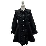 オールブラック | 丸襟ヨークリボンフリルコート 量産型 地雷系 夢展望 | DearMyLove