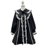 ブラック×ホワイト | 丸襟ヨークリボンフリルコート 量産型 地雷系 夢展望 | DearMyLove