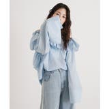 ブルー | 2wayオフショルフリルブラウス 韓国 夢展望 | 夢展望