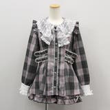 グレーチェック | レースリボン襟フリルウエストハートバックルセットアップ 量産型 地雷系 夢展望 | DearMyLove