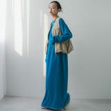 ブルー | ワッフルボリュームマキシワンピース 韓国 夢展望 | 夢展望