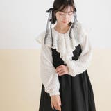 アイボリー | ラッフルカラークロップドブラウス 韓国 夢展望 | 夢展望