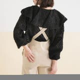 ブラック | ラッフルカラークロップドブラウス 韓国 夢展望 | 夢展望