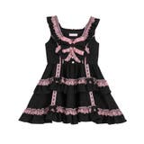 ブラック×ピンク | フリルたっぷりはしごレースリボンミニジャンスカ 量産型 地雷系 夢展望 | DearMyLove