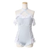 サックス | オフショルダハート十字架レースアップ水着 量産型 地雷系 夢展望 | DearMyLove