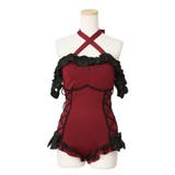 ボルドー | オフショルダハート十字架レースアップ水着 量産型 地雷系 夢展望 | DearMyLove