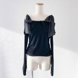 ブラック | ビッグカラーオフショルリボンカットトップス 量産型 地雷系 夢展望 | DearMyLove