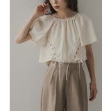 アイボリー | フレア袖レースアップトップス【セットアップ可】 韓国 夢展望 | 夢展望