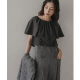 グレー | フレア袖レースアップトップス【セットアップ可】 韓国 夢展望 | 夢展望