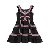 ブラック×ピンク | フリルたっぷりはしごレースリボンジャンスカ 量産型 地雷系 夢展望 | DearMyLove