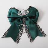 グリーン×ブラック | ときめき王冠ビジューレースリボン2個セットヘアクリップ 量産型 地雷系 夢展望 | DearMyLove