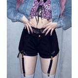 ブラック | 魅せレースガーター付ギャルショートパンツ 韓国 夢展望 | 夢展望