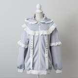 サックス×ホワイト | ジャージフリルパーカーワンピース 量産型 地雷系 夢展望 | DearMyLove