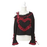 ギンガムレッド | ワンショルダーハートレースフリルTシャツ 量産型 地雷系 夢展望 | DearMyLove