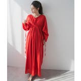 レッド | 前後2wayドロストシャーリングロングワンピース 韓国 夢展望 | 夢展望
