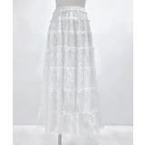 ホワイト | レースティアードロングスカート【大きいサイズ有り】 量産型 地雷系 | 夢展望