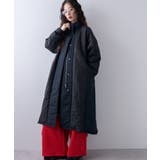 ブラック | キルト切替スタンドロングコート 韓国 夢展望 | 夢展望