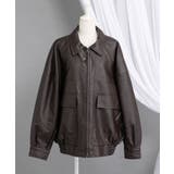 ブラウン | 裾ドロストオーバーサイズ合皮ブルゾン【ジャケット】【コート】 韓国 夢展望 | 夢展望