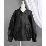 ブラック | 裾ドロストオーバーサイズ合皮ブルゾン【ジャケット】【コート】 韓国 夢展望 | 夢展望