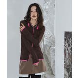 ブラウン | バイカラーポロニットカーディガン 韓国 夢展望 | 夢展望