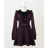 パープル | コウモリ襟チェーンボタンフリルプリーツワンピース 量産型 地雷系 夢展望 | DearMyLove