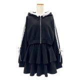 ブラック | 【4Lー6L】サイドラインフリルジャージsetup 韓国 夢展望 | 夢展望