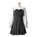 ブラック | 丸襟ブラウスドッキングツイードワンピース【大きいサイズ有り】 量産型 地雷系 | DearMyLove