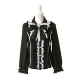 ブラック | ハートレースフリルたっぷりブラウス 量産型 地雷系 夢展望 | DearMyLove