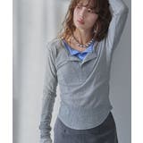 グレー | スキッパーカラーレイヤードシアートップス 韓国 夢展望 | 夢展望