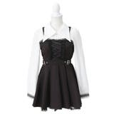 ブラック | 十字架スタッズジャンスカ風レースアッププリーツワンピース 量産型 地雷系 | DearMyLove