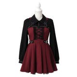 ボルドー | 十字架スタッズジャンスカ風レースアッププリーツワンピース 量産型 地雷系 | DearMyLove