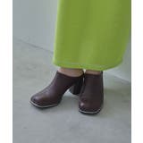 ブラウン | フェイクレザースライドヒールシューズ 韓国 夢展望 | 夢展望