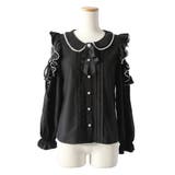 ブラック | ショルダーレースフリル丸襟ブラウス【大きいサイズあり】 量産型 地雷系 夢展望 | DearMyLove