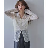 アイボリー | レースパッチワーク襟つきカーディガン 韓国 夢展望 | 夢展望